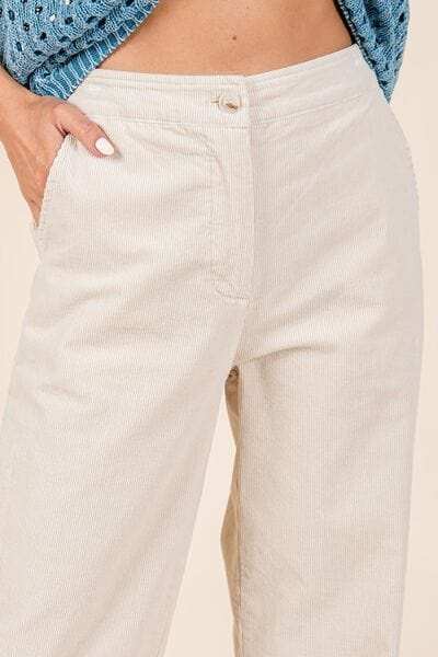 Mittoshop Corduroy Back Elastic Waist Pants - Trendsi - Flyclothing LLC
