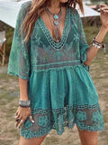 Lace Detail Plunge Cover-Up Dress - Trendsi - Flyclothing LLC