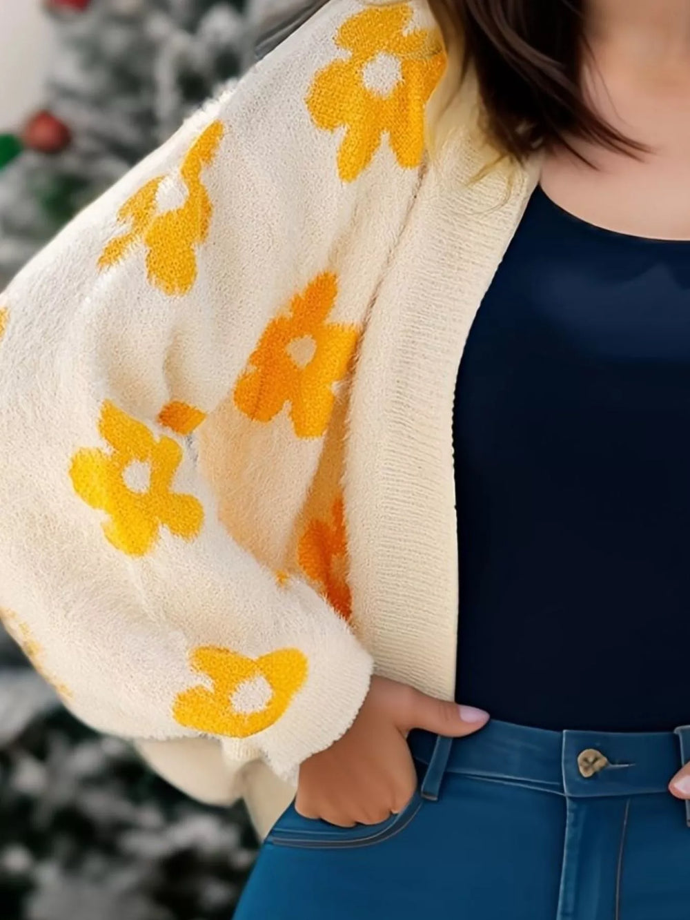 Floral Open Front Cardigan - Trendsi - Flyclothing LLC