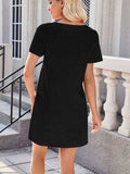 Lovelet Square Neck Short Sleeve Mini Tee Dress - Trendsi - Flyclothing LLC