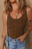 Leopard Scoop Neck Wide Strap Bodysuit - Trendsi - Flyclothing LLC