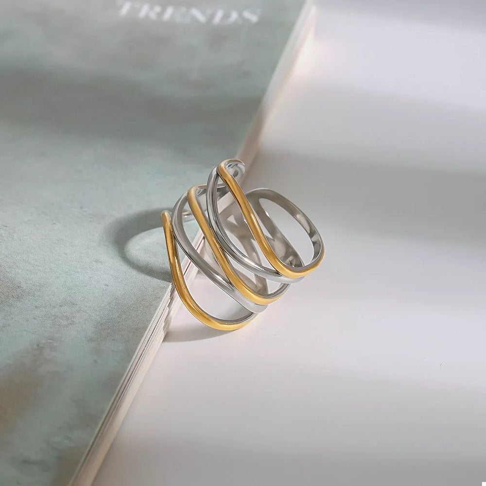 Two-Tone Open Ring - Trendsi - Flyclothing LLC