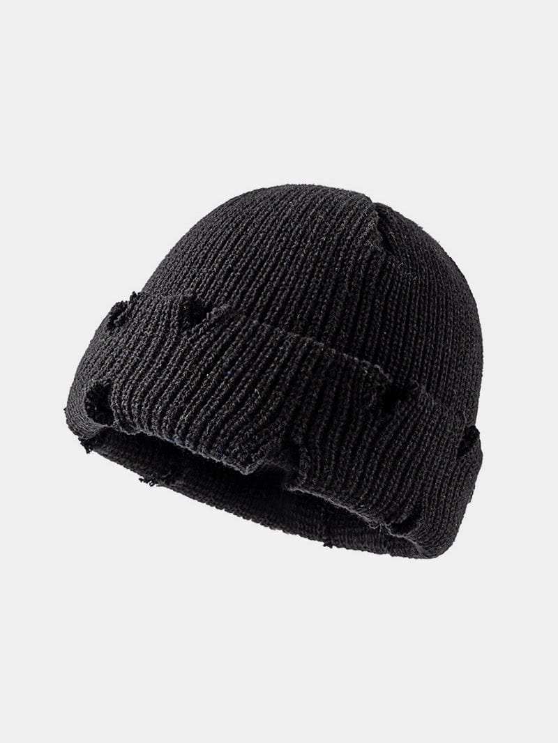 Distressed Cuffed Knit Hat - Trendsi - Flyclothing LLC