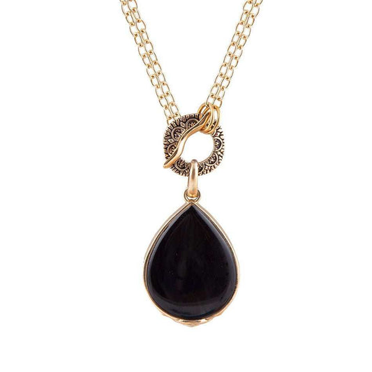 Abby Black Onyx Golden Bronze Drop Necklace - Barse Jewelry - Flyclothing LLC