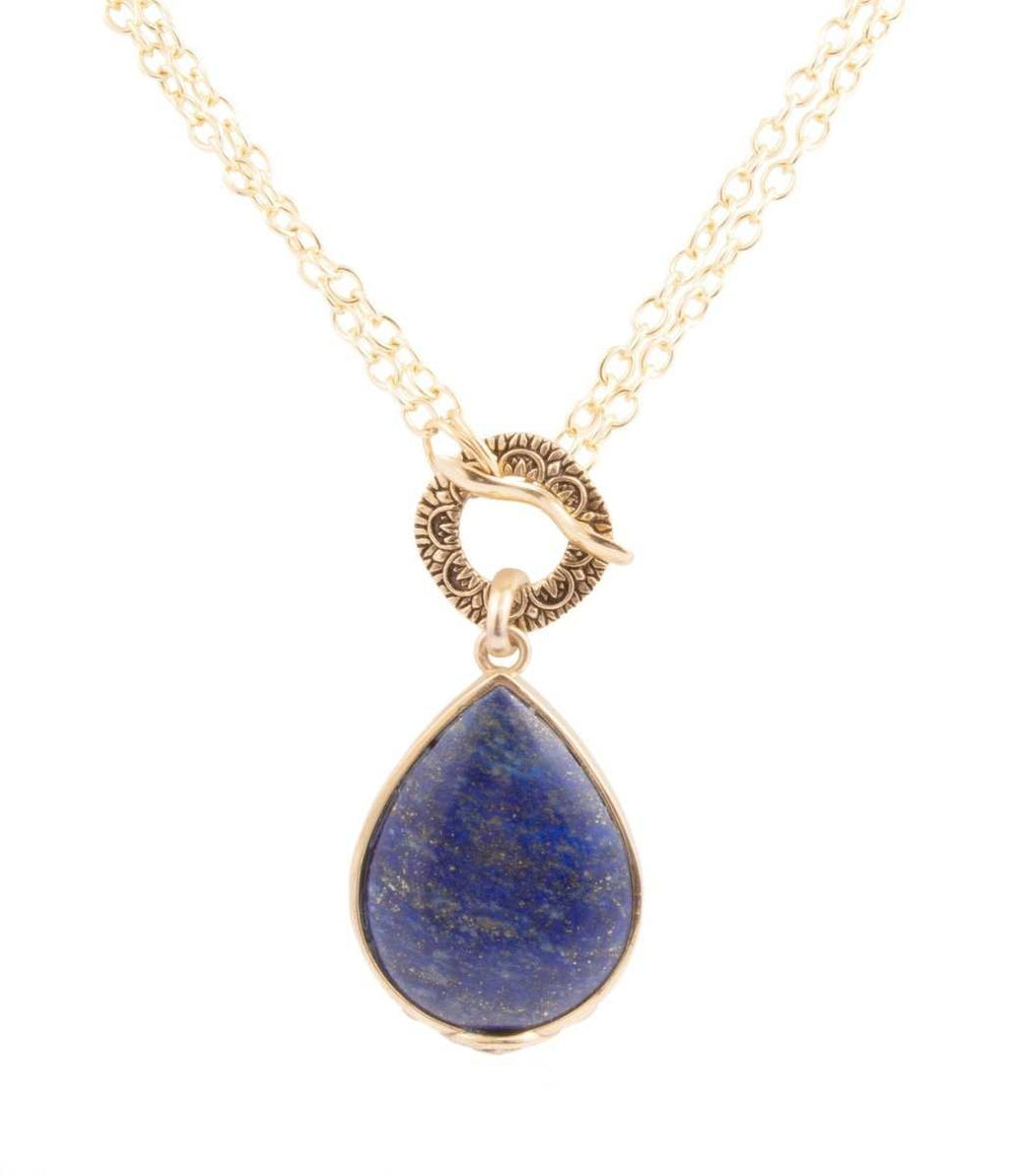 Abby Blue Lapis Golden Pendant Necklace - Barse Jewelry - Flyclothing LLC