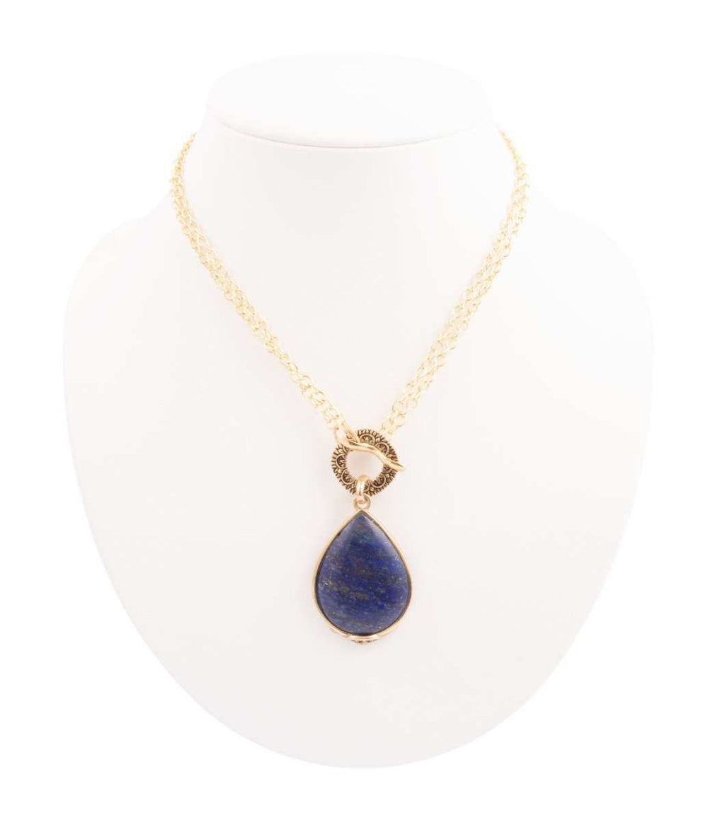 Abby Blue Lapis Golden Pendant Necklace - Barse Jewelry - Flyclothing LLC