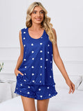 Heart Scoop Neck Tank and Shorts Lounge Set - Trendsi - Flyclothing LLC