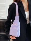 Corduroy Solid Color Crossbody Bag - Trendsi - Flyclothing LLC
