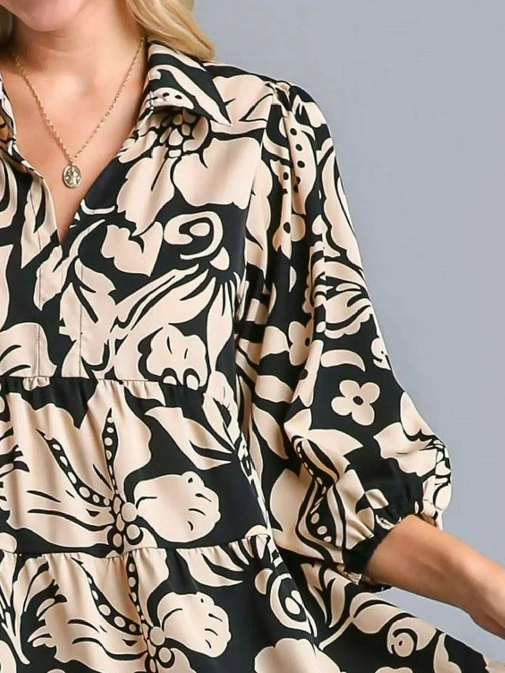 Umgee Floral Print Tiered Midi Dress - Trendsi - Flyclothing LLC