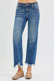 RISEN Full Size Mid Rise Crop Straight Jeans Plus Size - Trendsi - Flyclothing LLC