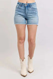 Judy Blue Full Size High Waist Western Embroidery Detail Cut Off Denim Shorts Plus Size - Trendsi - Flyclothing LLC