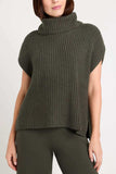 Slit Turtleneck Cap Sleeve Sweater - Trendsi - Flyclothing LLC