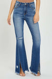RISEN Full Size High Rise Front Slit Frayed Hem Flare Jeans - Trendsi - Flyclothing LLC