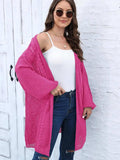 Cable-Knit Open Front Long Sleeve Cardigan - Trendsi - Flyclothing LLC