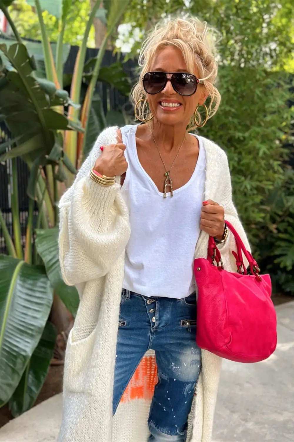 Letter Dropped Shoulder Long Sleeve Cardigan - Trendsi - Flyclothing LLC