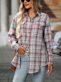 Plaid Button-Down Oversized Shirt - Trendsi - Flyclothing LLC