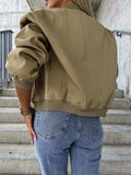 Baseball Collar Dropped Shoulder Jacket - Trendsi - Flyclothing LLC