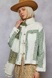 POL Button Down Patchwork Denim Jacket with Floral Print Details - Trendsi - Flyclothing LLC