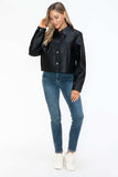 Snobbish Snap Down Long Sleeve PU Leather Jacket - Trendsi - Flyclothing LLC