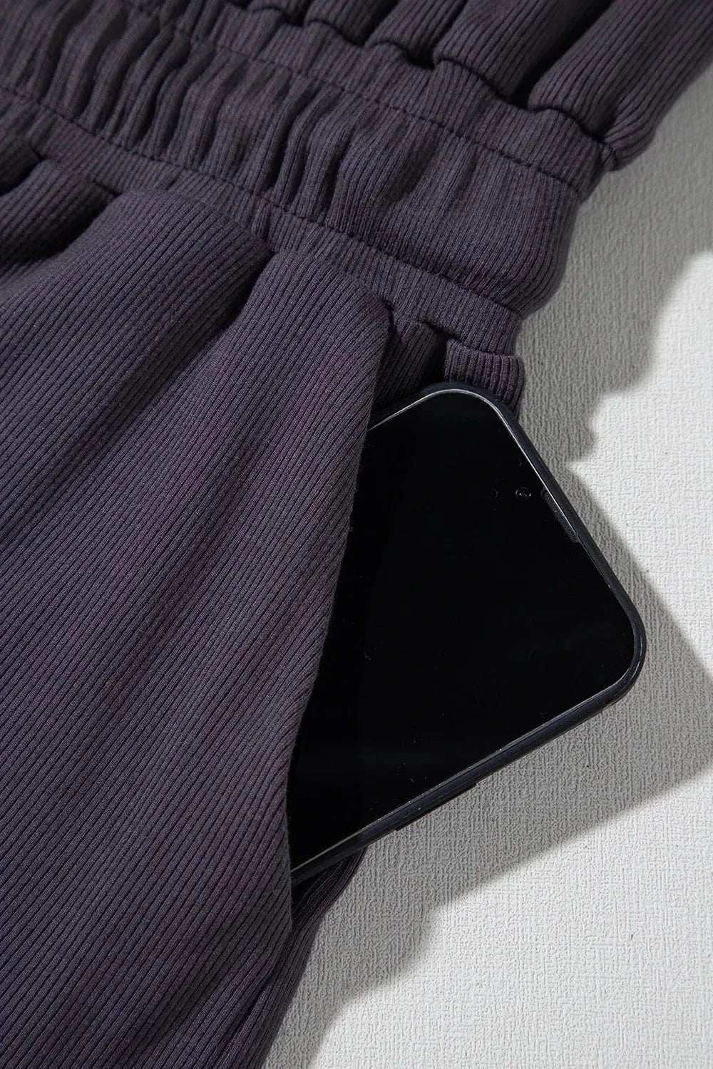 Knit Open Back Cap Sleeve Drawstring Romper - Trendsi - Flyclothing LLC