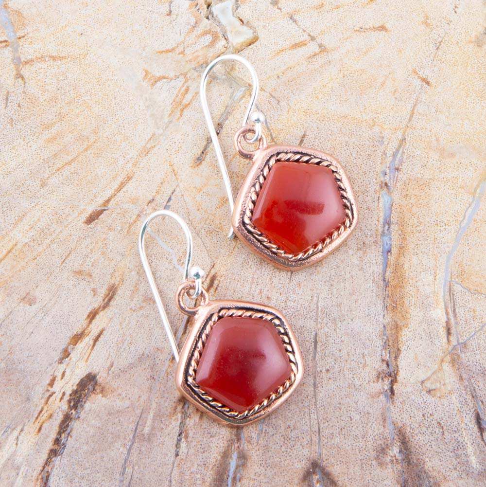 Abstract Carnelian and Copper Earrings - Barse Jewelry - Flyclothing LLC