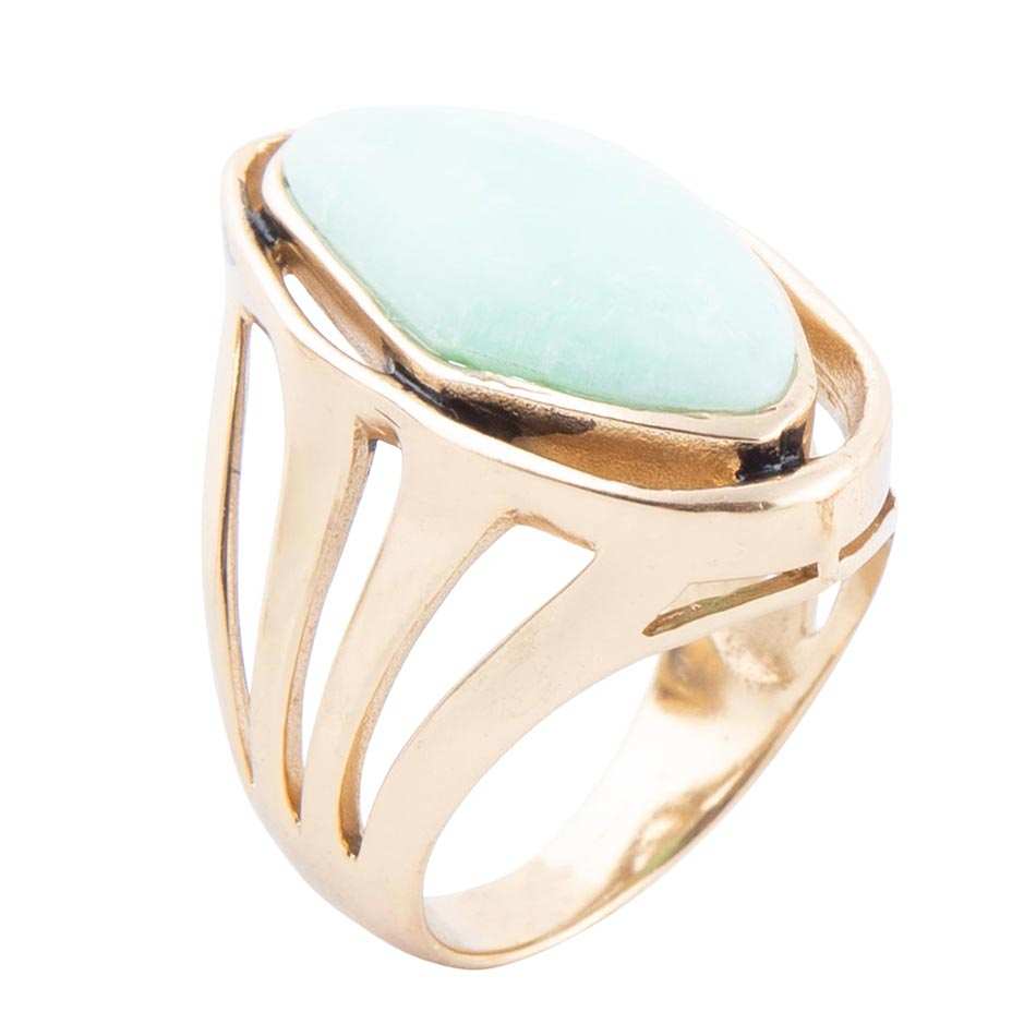 Abstract Green Chrysoprase and Golden Ring - Barse Jewelry - Flyclothing LLC
