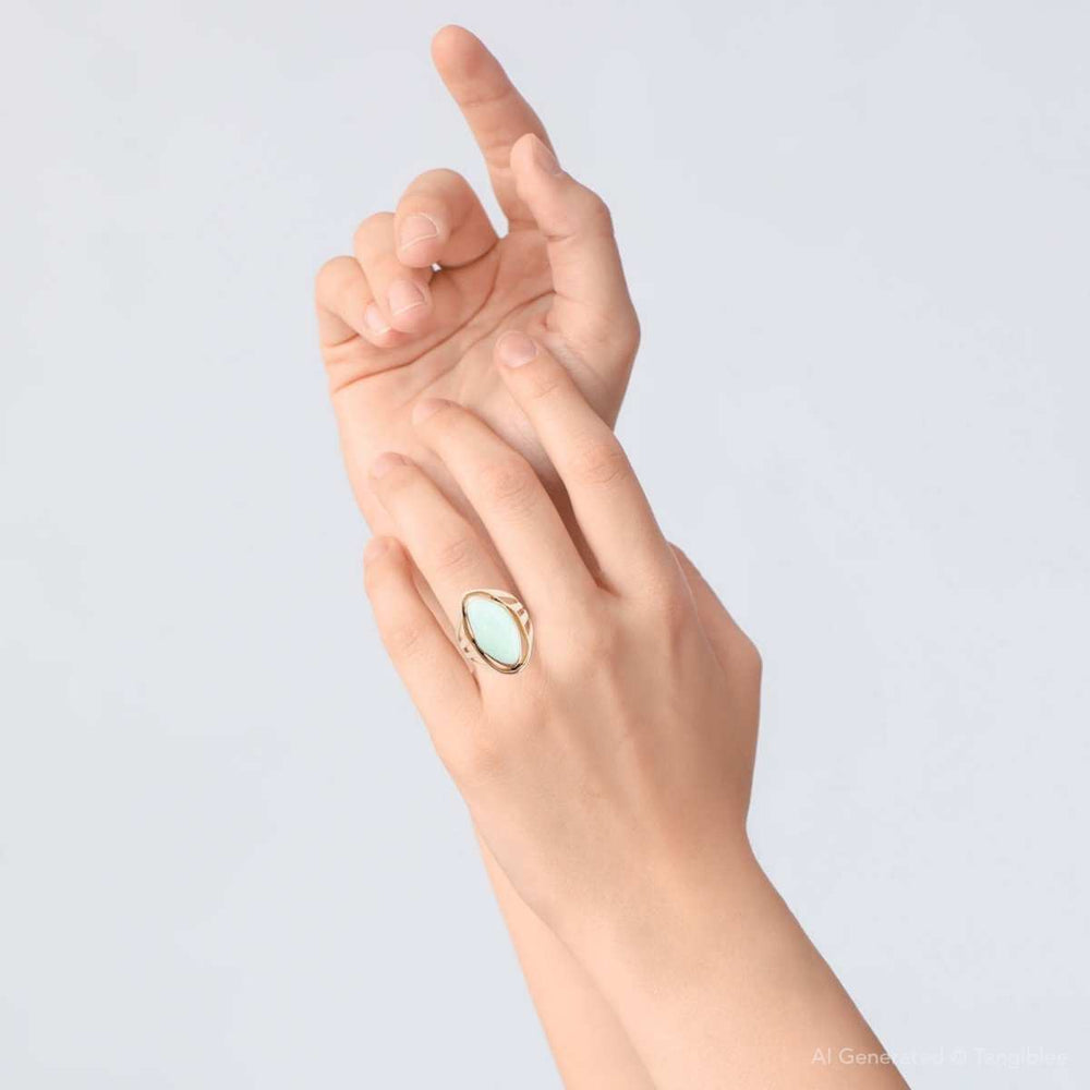 Abstract Green Chrysoprase and Golden Ring - Barse Jewelry - Flyclothing LLC