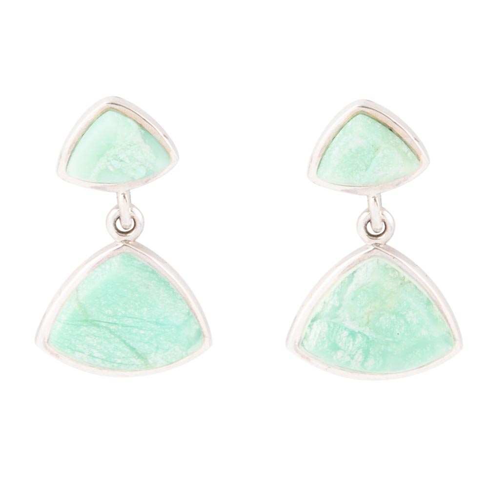 Abstract Green Chrysoprase Sterling Silver Drop Earrings - Barse Jewelry - Flyclothing LLC
