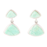 Abstract Green Chrysoprase Sterling Silver Drop Earrings - Barse Jewelry - Flyclothing LLC