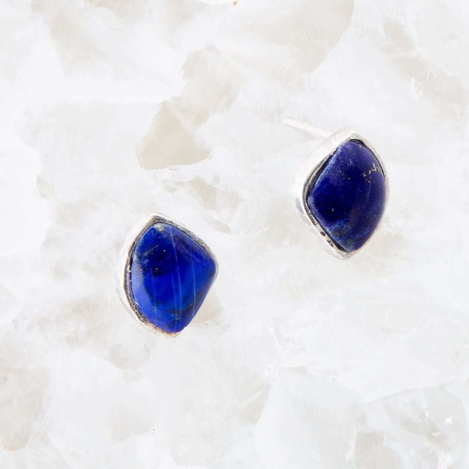 Abstract Blue Lapis and Sterling Silver Post Earrings - Barse Jewelry - Flyclothing LLC