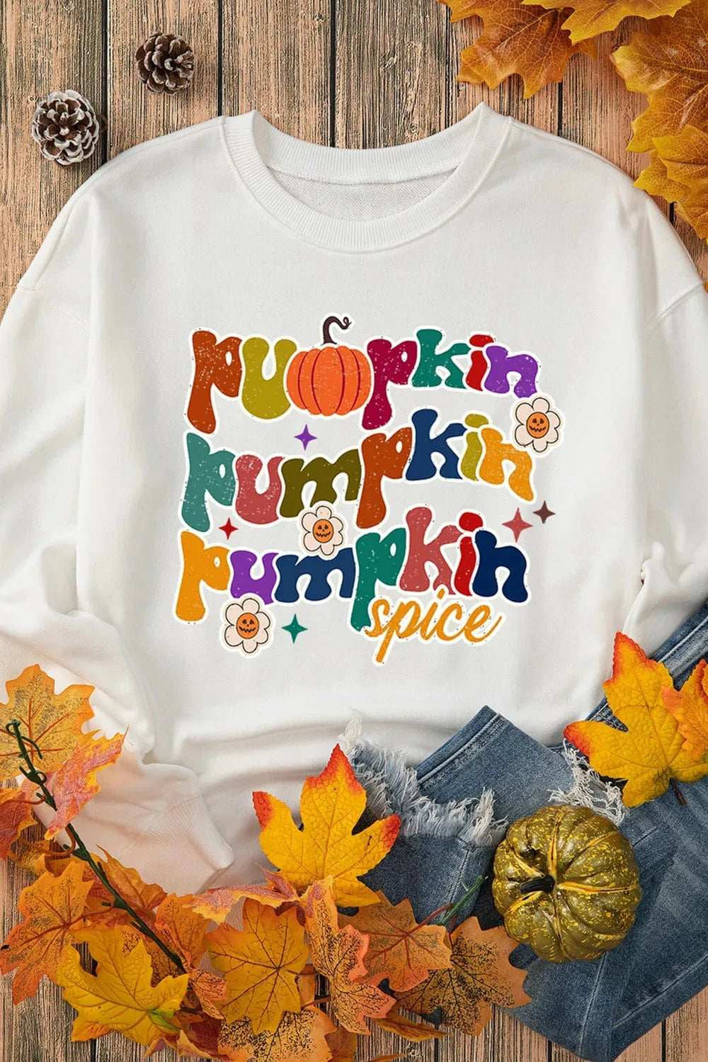 Letter Graphic Round Neck Long Sleeve Sweatshirt - Trendsi - Flyclothing LLC
