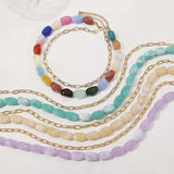 2 Piece Colorful Beaded Chain Necklace - Trendsi - Flyclothing LLC
