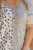 Plus Size Leopard V-Neck Short Sleeve T-Shirt - Trendsi - Flyclothing LLC