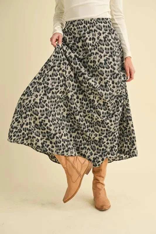 Aemi+Co Leopard Midi Skirt - Trendsi - Flyclothing LLC