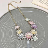 Alloy Rhinestone Daisy Necklace - Trendsi - Flyclothing LLC
