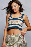 POL Floral Embroidered Cropped Crochet Cami with Scalloped Hem - Trendsi - Flyclothing LLC