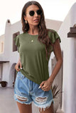 Ruffled Round Neck Cap Sleeve Blouse - Trendsi - Flyclothing LLC