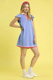 Umgee Contrast Trim Cap Sleeve Mini Dress - Trendsi - Flyclothing LLC