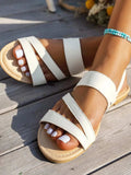 Open Toe Flats Sandals - Trendsi - Flyclothing LLC