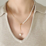 18K Gold-Plated Pearl Necklace - Trendsi - Flyclothing LLC