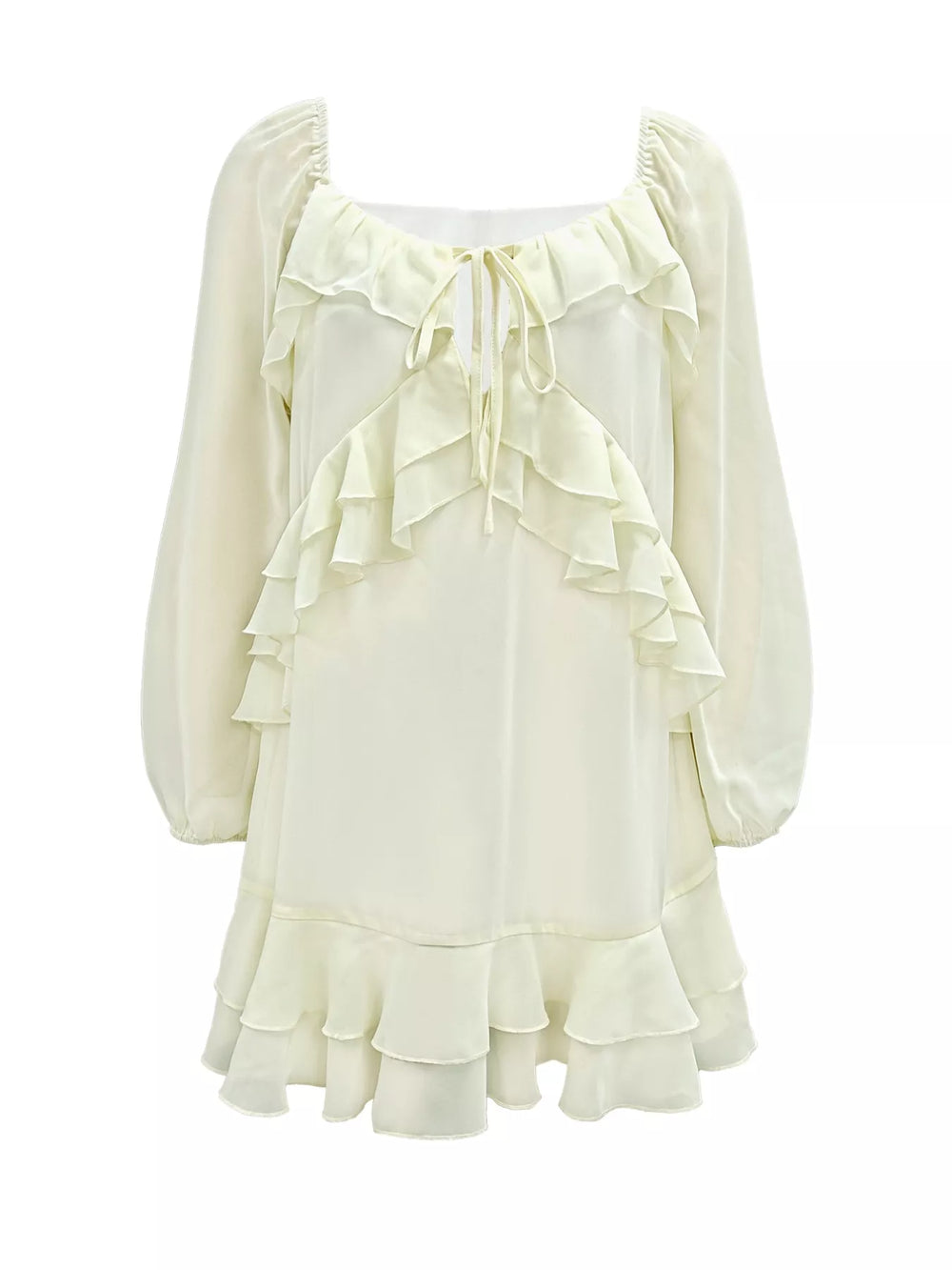 Ruffle Trimmed Long Sleeve Mini Dress - Trendsi - Flyclothing LLC