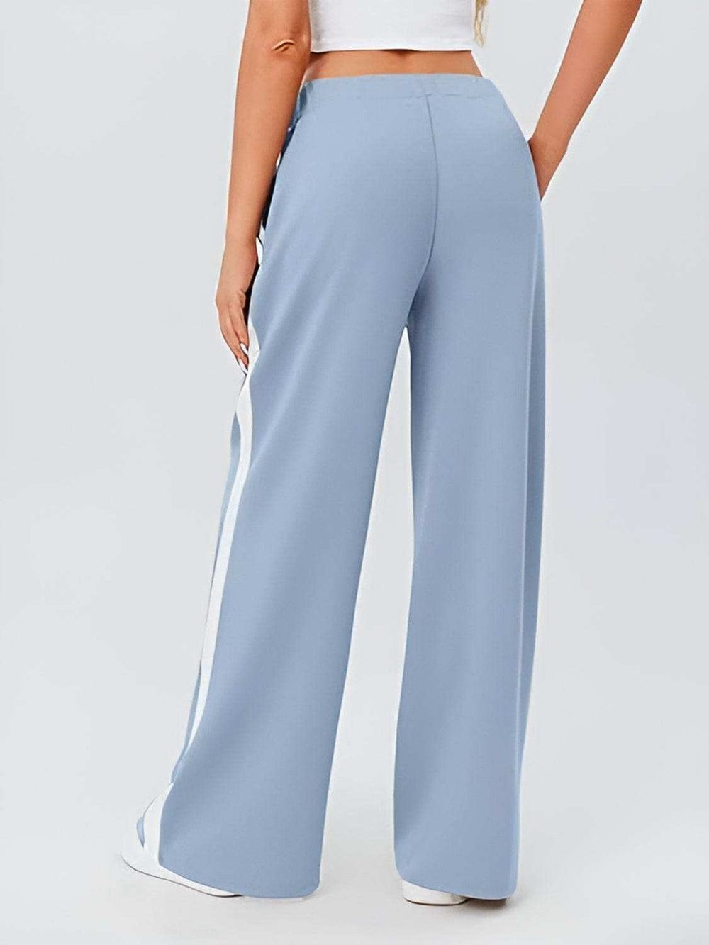 Side Striped Wide Leg Pants - Trendsi - Flyclothing LLC
