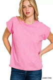 Zenana Round Neck Folded Short Sleeve T-Shirt - Trendsi - Flyclothing LLC