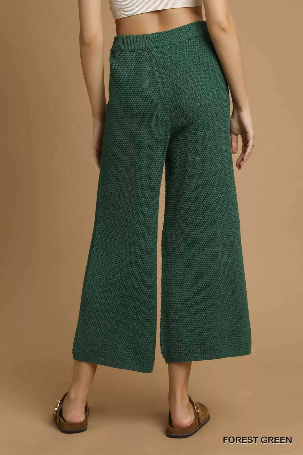 Umgee Textured Knit Wide Leg Pants - Trendsi - Flyclothing LLC