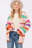 SAGE + FIG Rainbow Striped Open Front Knit Cardigan - Trendsi - Flyclothing LLC