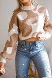 Contrast Flower Mock Neck Long Sleeve Sweater - Trendsi - Flyclothing LLC