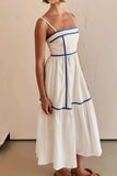 Contrast Trim Square Neck Midi Cami Dress - Trendsi - Flyclothing LLC