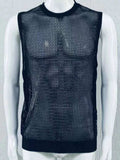 Men's Openwork Round Neck Sleeveless Knit Top - Trendsi - Flyclothing LLC