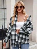 Plaid Collared Neck Long Sleeve Shirt - Trendsi - Flyclothing LLC