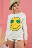 BiBi Smile Face Graphic Round Neck Long Sleeve Top - Trendsi - Flyclothing LLC
